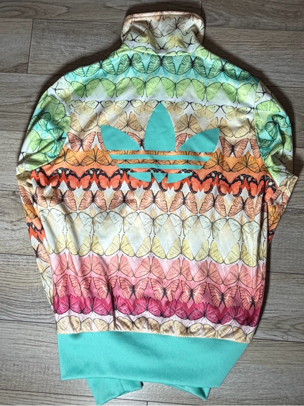 adidas Butterfly Print Track Jacket - Mint, Orange, Pink